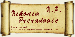 Nikodim Preradović vizit kartica
